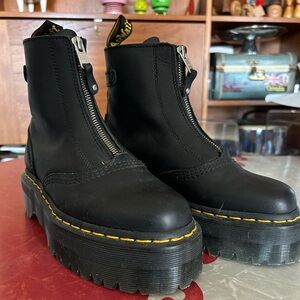 Dr. Martens Black Ankle Boots with Yellow Stitching